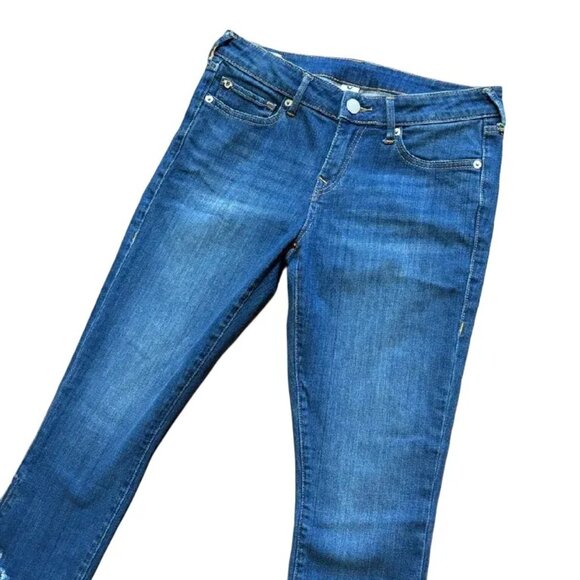 TRUE RELIGION Halle Mid Rise Super Skinny Jeans  Frayed hem Zip cuffs Crop SZ 28 - Picture 3 of 12